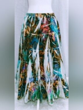 Kaktus Bohemian Gypsy Floral Maxi Skirt Plus Size 14-16 Flowy Boho Chic Summer